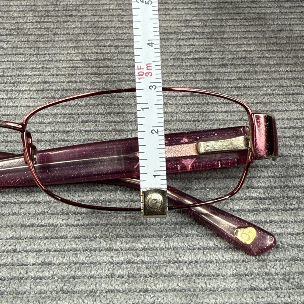 Bebe Burgundy Metal Rectangular Y2K Eyeglasses Purple Crystal Embellished Frames